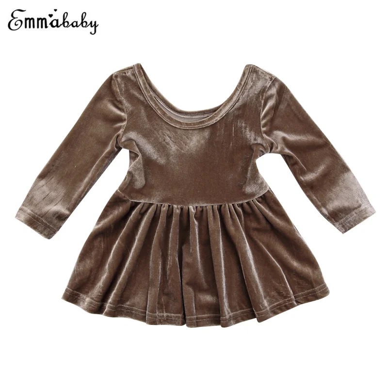 

Cute Newborn Baby Girls Dress Velvet Long Sleeve Kid Party O Neck Dress Spring Top Vintage Velvet A Line Sundress