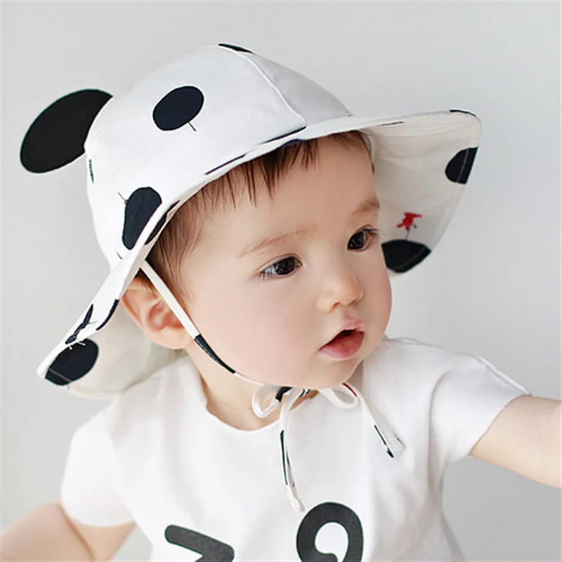 

1-3 Years Baby Toddler Sun Hats Mouse Ear Dots Bucket Cap Fisherman Hat Infant Girls Boys Summer Beach Caps Newest Korean Style