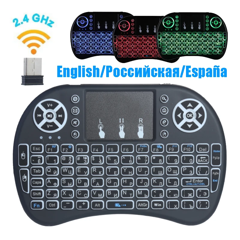 

Russia Spain English Mini 2.4GHZ Wireless Keyboard With Touchpad For Smart Android TV Box Backlit Remote Control For Set Top Box