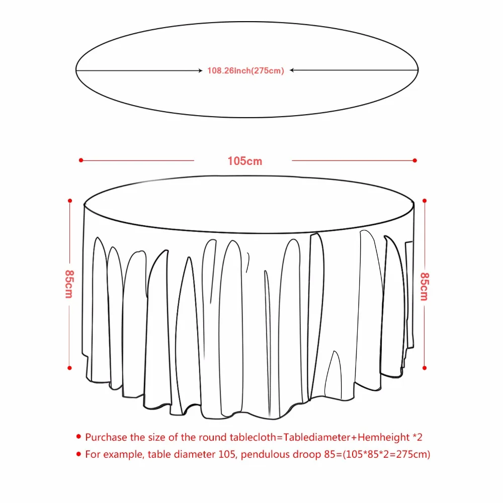 10 шт. новая круглая сатиновая скатерть 275 см покрытие стола полиэстер водонепроницаемая ткань Свадебная вечеринка для ресторанов и банкетов дома