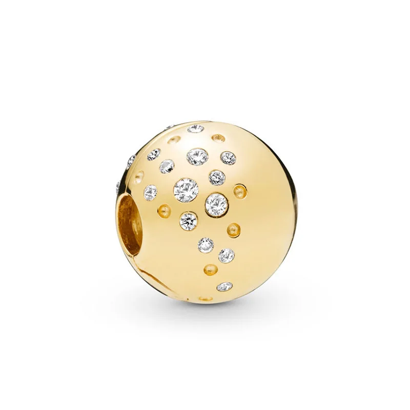 

2019 Spring Real 925 Sterling Silver Bead Scattered Sparkle Clip Charm Fit Original Women Pandora Bangle Bracelet Diy Jewelry