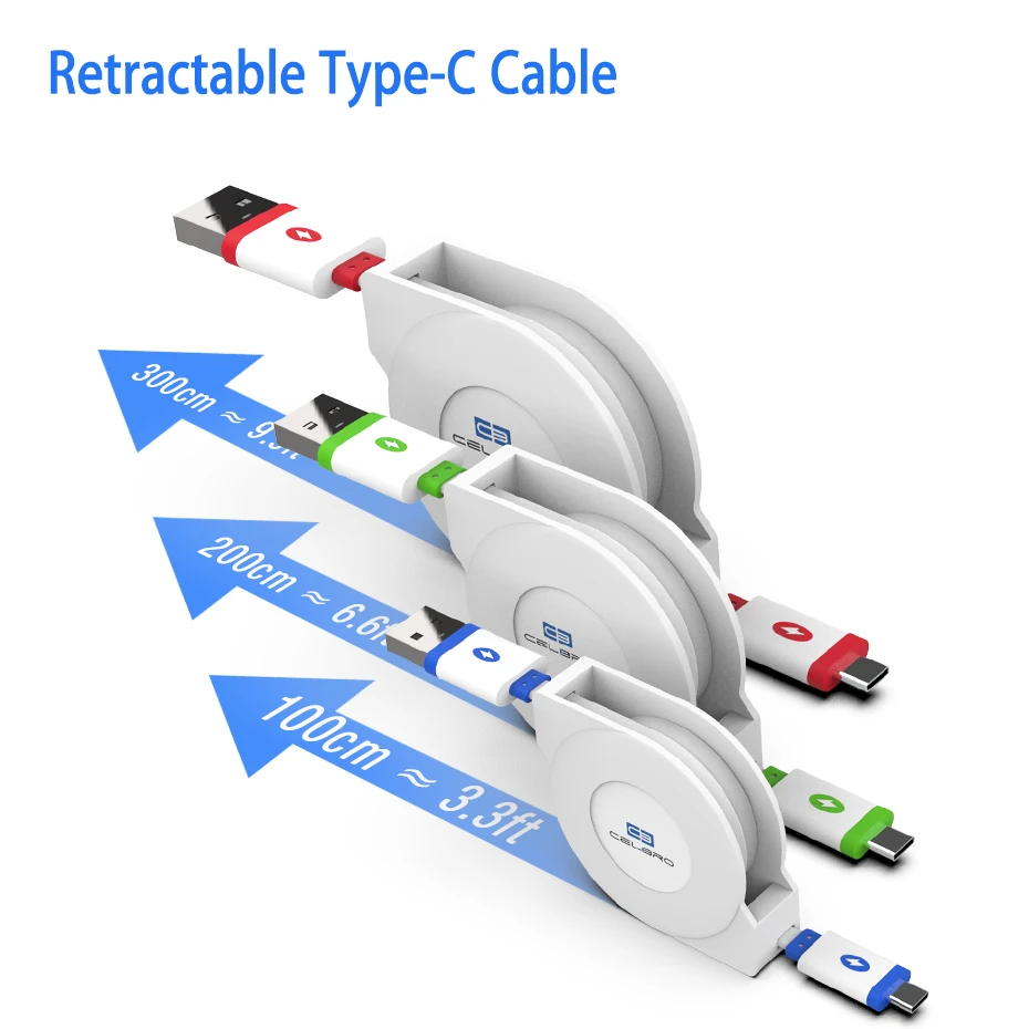 

2m 3m Usb Type C Charger Cable Retractable Cavo Usbc Type-C Kabel for Xiaomi Mi 8 9 A2 Redmi-Note-7 Pro Redmi Y3 F1 Phone Cables