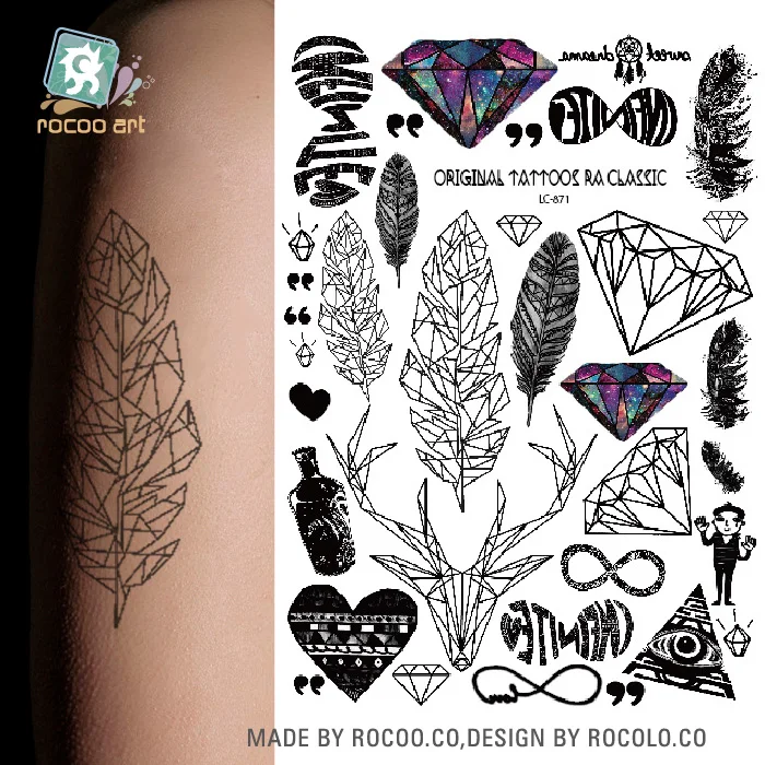 Rocooart LC877 Новый акварель Тати для Для женщин поддельные татуировки Art Tatouage Flash Tatuagem Multi Стиль Временные татуировки Стикеры