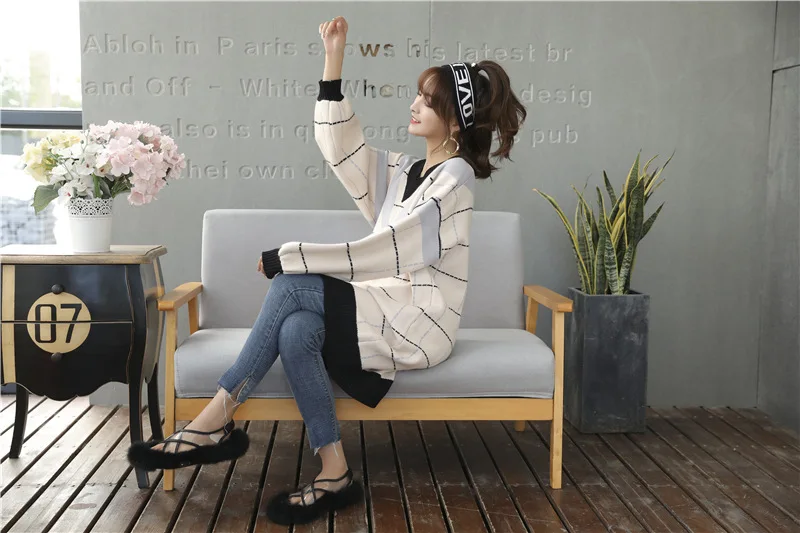 Loose Knitted Sweater V Neck Sweater Female 2018 Women Sweaters dress Pullovers Autumn Long Sleeve Sweater Jumper (19)