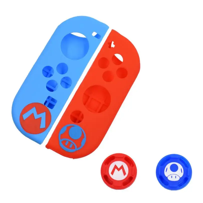 Силиконовый защитный чехол JoyCon для геймпада+ накладки для джойстика, колпачки для джойстика, крышка для контроллера Mario NAND Switch NS Joy-Con - Цвет: A set