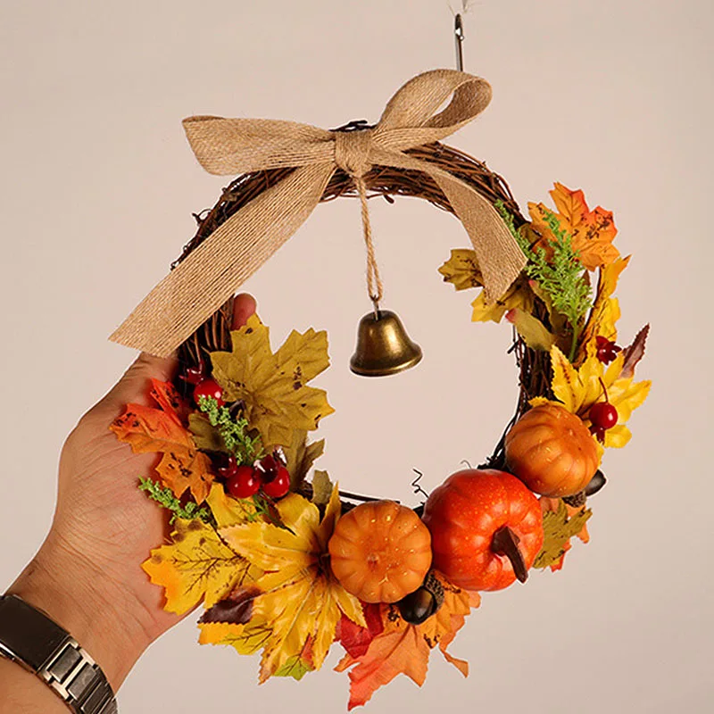 

Autumn Harvest Maple Leaf Pumpkin Front Door Wreath Front Door Home Decor