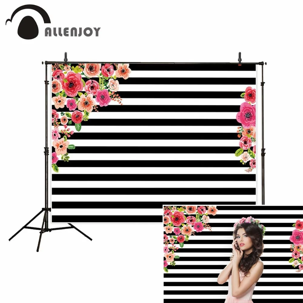 Allenjoy фоны для фотосъемки черно белые полосатые цветы день рождения фотосессия