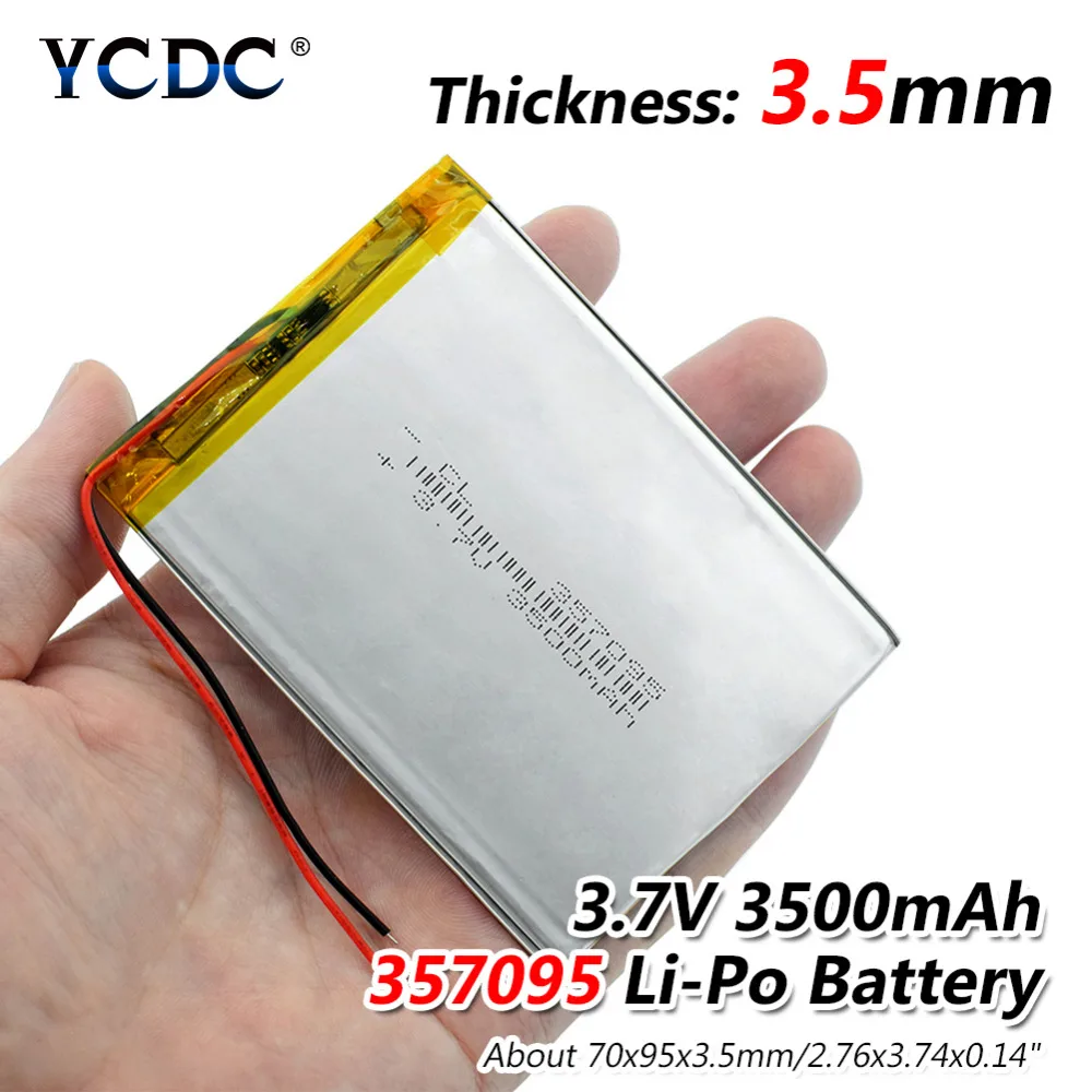 

1/2/4pcs High Power 3500mAh 3.7V Volt Rechargeable Li Po Li-polymer 357095 Lithium Polymer 3500mAh E-book Tablet GPS Batteries