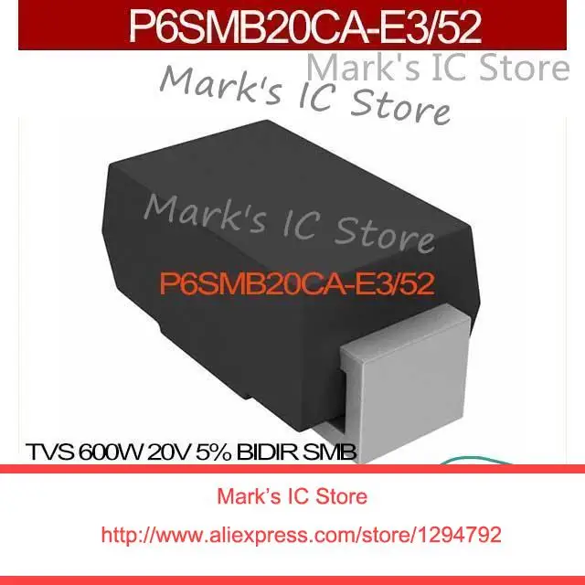 P6SMB20CA-E3/52 TV 600W 20V 5% BIDIR SMB P6SMB20CA-E3 | Электронные компоненты и принадлежности