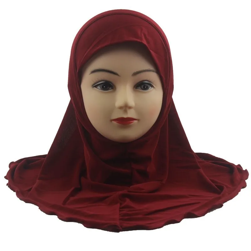 Мусульманский хиджаб для девочек, исламский шарф в арабском стиле, шали без украшений, мягкие и тянущиеся, для девочек 7-12 лет