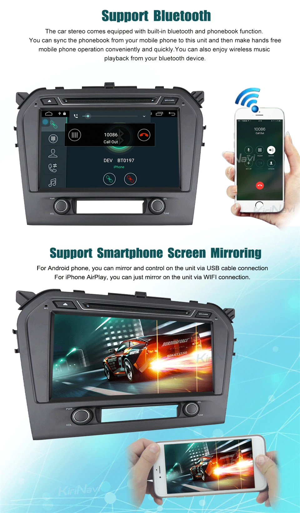 Cheap KiriNavi Octa core 4G LET android 7 car radio for Suzuki Grand Vitara dvd gps 2015 - 2017 support 4K Video 4G 5