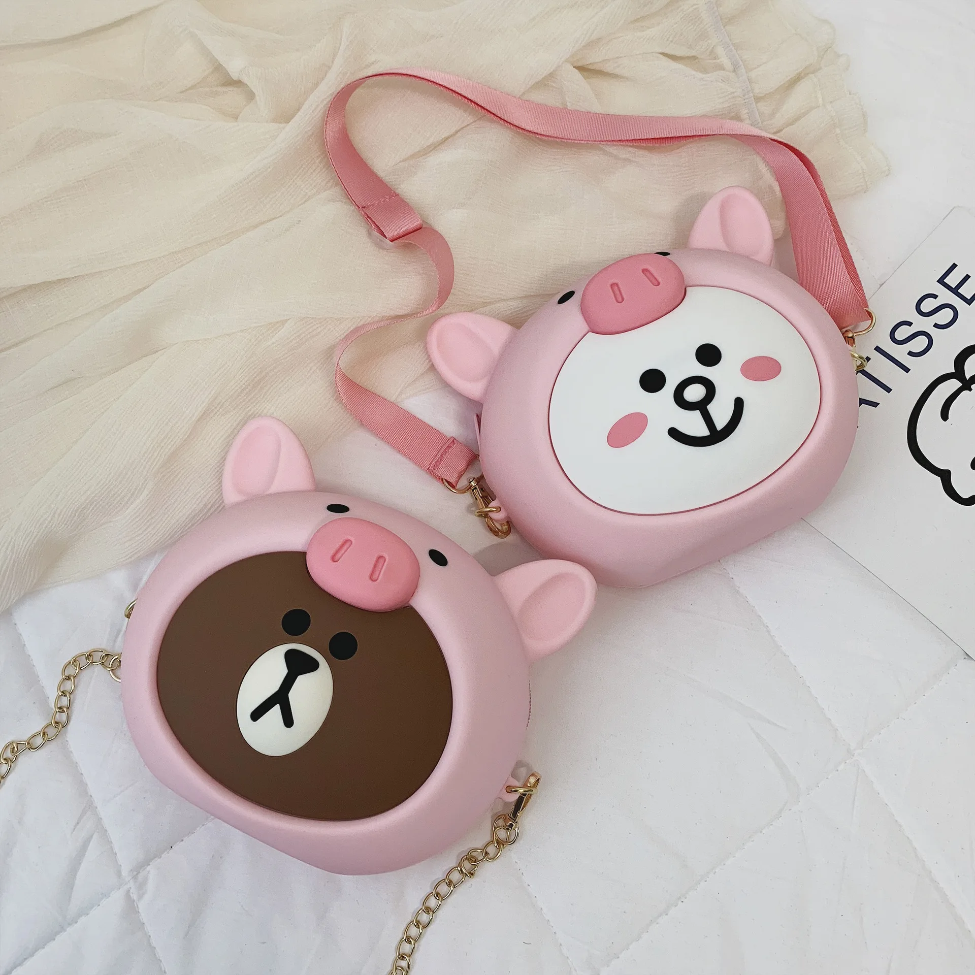 

Spring and Summer 2019 New Single Shoulder Bag Lovely Bear Parents and Sons Slant Bag Chao Boys and Girls Bag