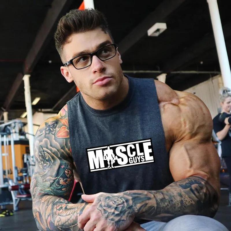 

Men Bodybuilding Tank top Gyms Workout Fitness Tight Cotton Sleeveless shirt clothing Muscle Stringer Singlet male Casual Vest