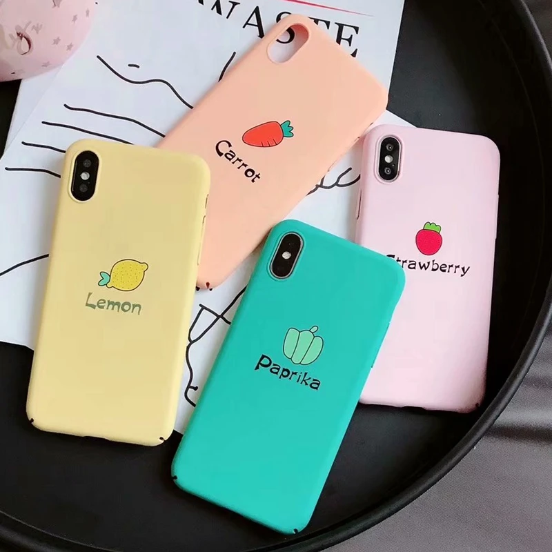 

Coque for iPhone 7 7Plus Cartoon Strawberry Lemon Phone Case on for Funda iPhone7 iPhone X 10 6 6S 8 Plus Hard Case Cover Women