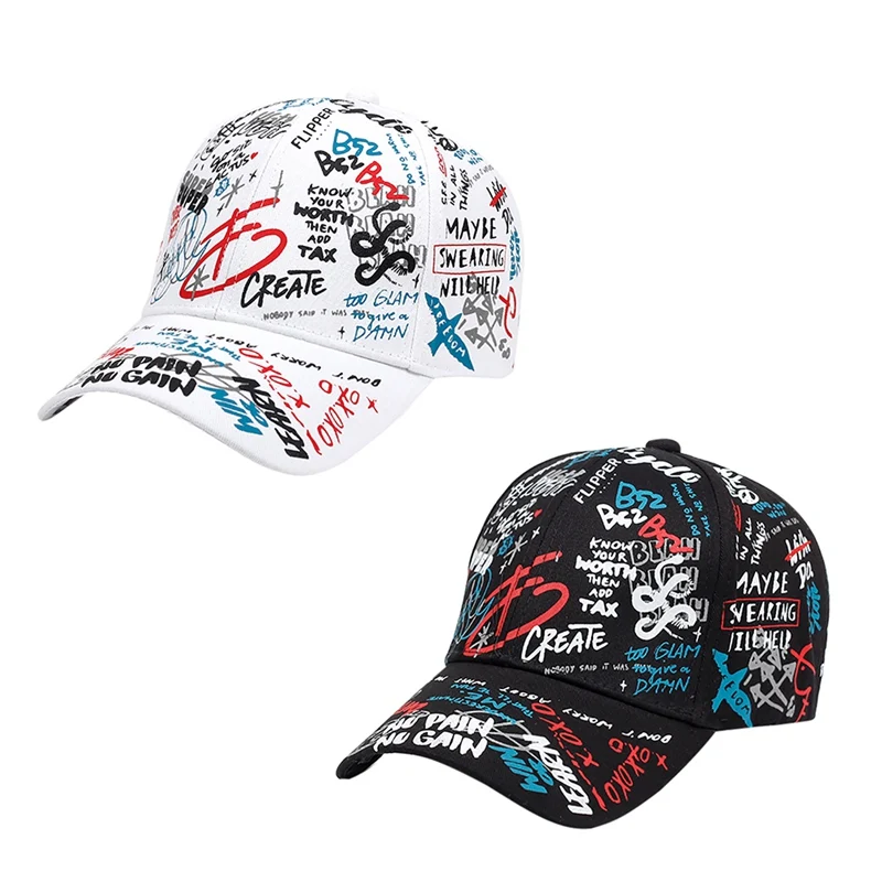 Бейсболки женские мужские красочные граффити напечатаны хлопок шляпа из полиэстера головные уборы Спортивная одежда для улицы с регулируемой застежкой сзади