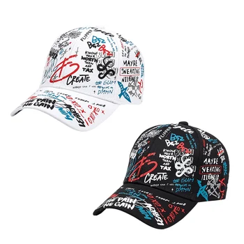 

Baseball Cap Women Men Colorful Graffiti Printed Cotton Polyester Hat Headwear Outdoor Sports Wear With Adjustable Back Closure