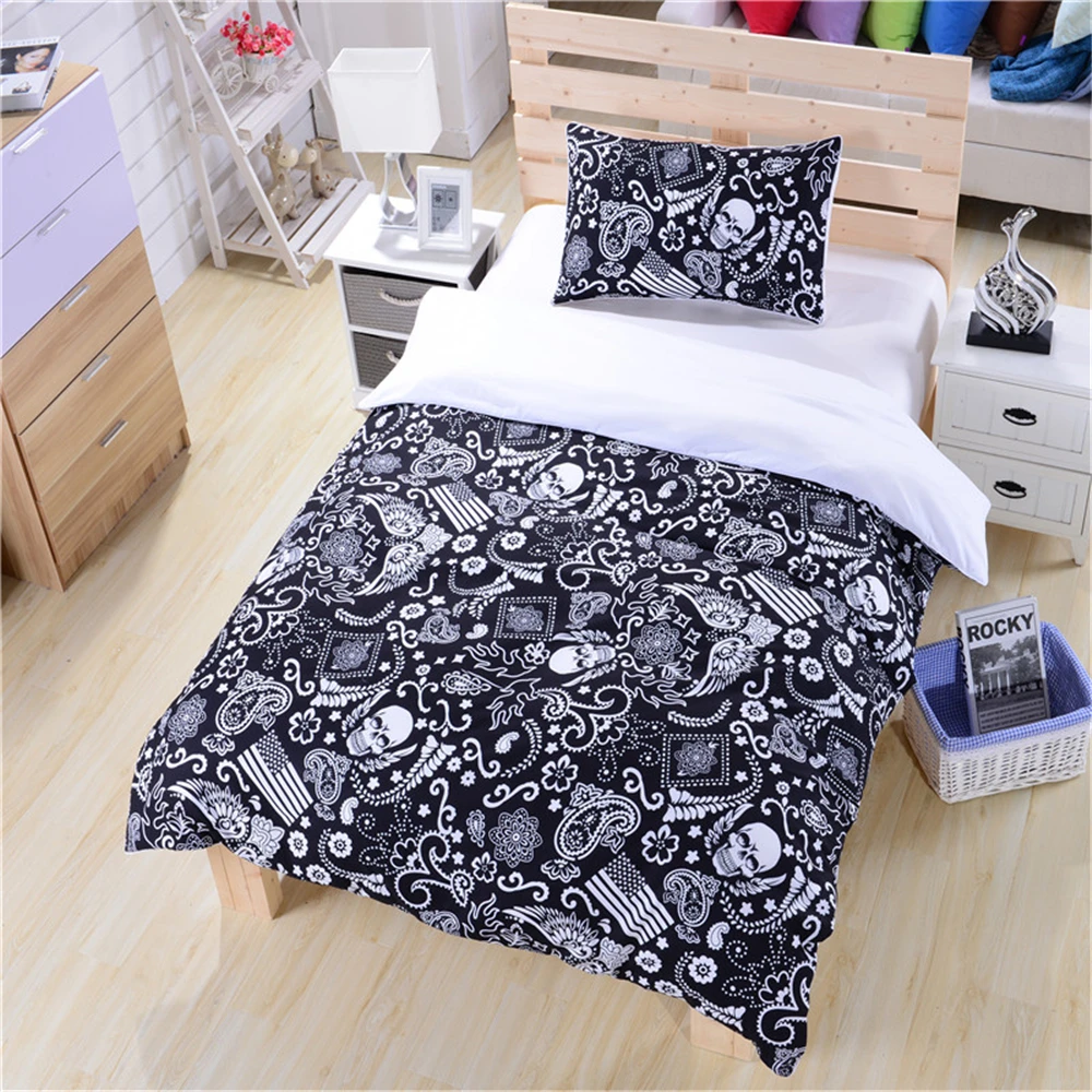 Free shipping Cool Gothic skull paisley flower bedding set Quilt duvet