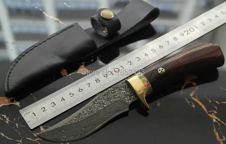 Ручная работа кованая Дамасская сталь охотничий нож фиксированный нож ebony Ручка первый слой упаковки
