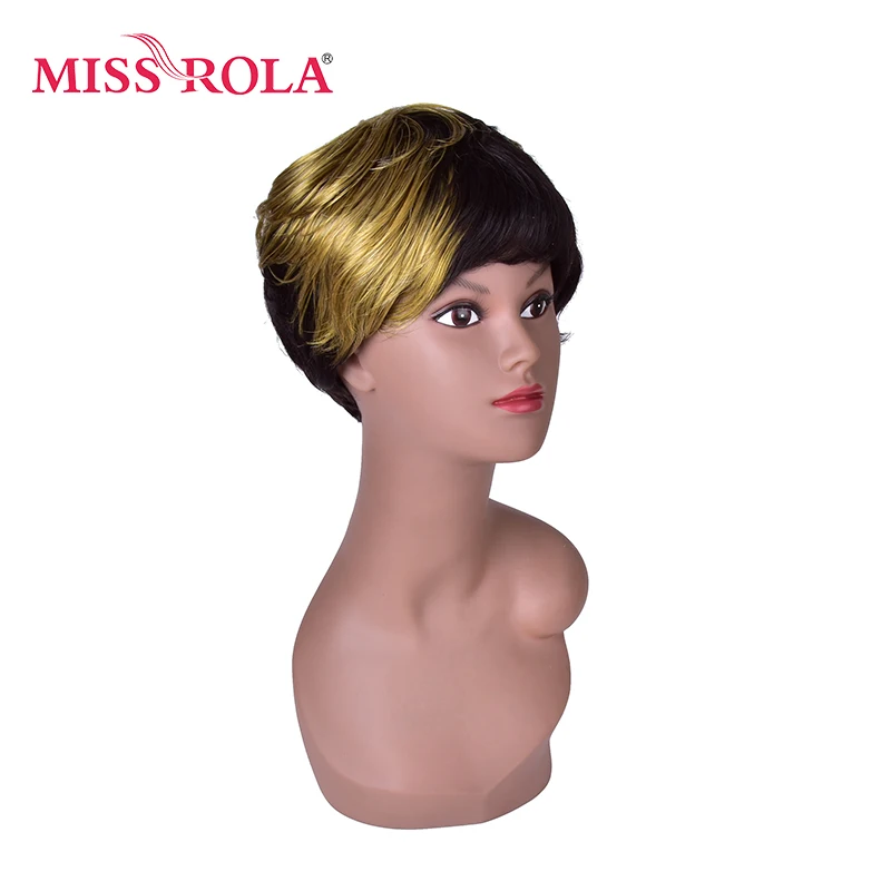 Короткий прямой парик Miss Rola черные блонд белые Омбре розовая сеть синтетические