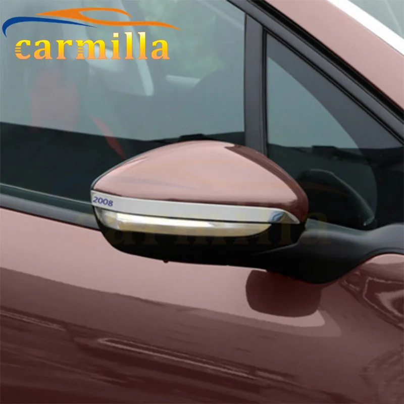 

Stainless Steel Car Rearview Mirror Anti Scratch Strips Sticker for Peugeot 2008 Year 2014 2015 2016 Car Accessories
