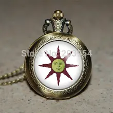 1 unids/lote hecho a mano de Souls oscuros de Astora Símbolo del Sol Yaranaika medallón con reloj de bolsillo collar vintage collares steampunk hombre