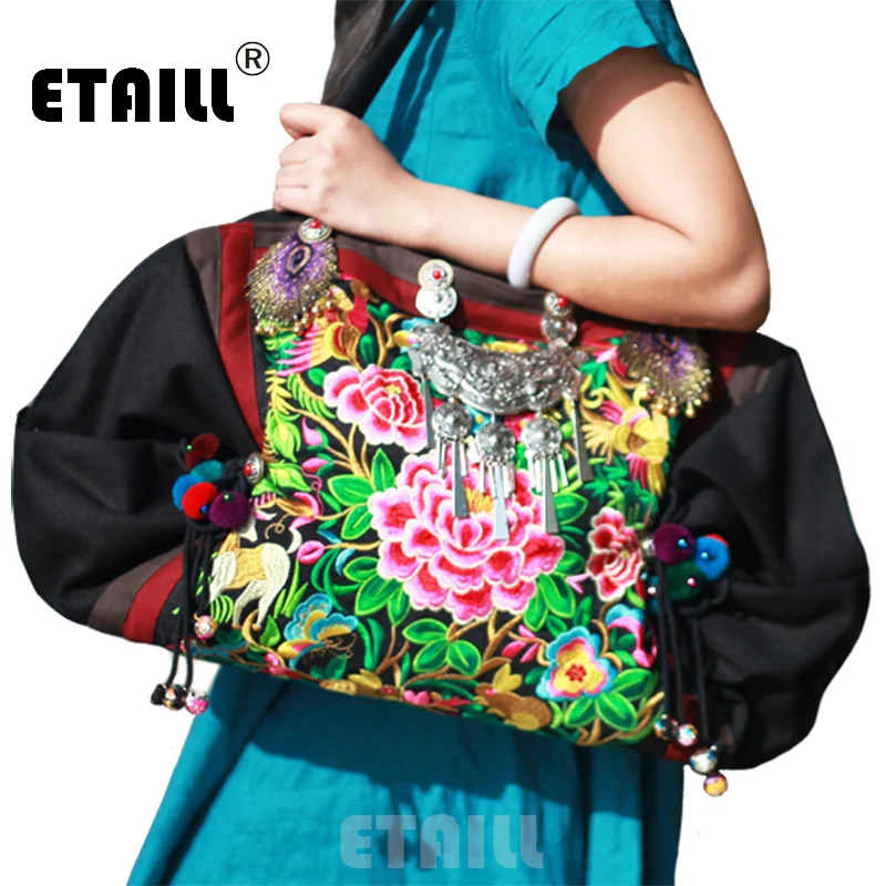 

Large 58cm Ethnic Handmade Indian Boho Embroidered Handbags Women Brand Logo Shoulder Travel Shoppers Bags Sac a Dos Femme