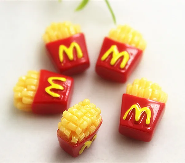 

10pcs 3D Resin French Chip Miniature Food Art Supply DIY Craft Decoration,18*13mm