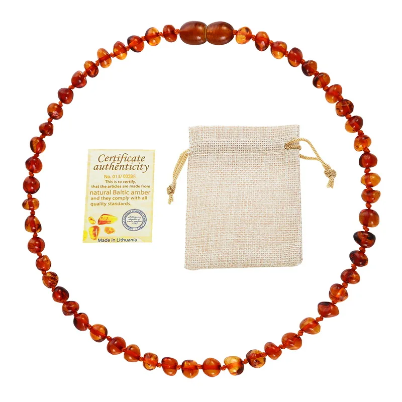 DR классическое ожерелье из натурального янтаря, сертификат подлинности, ювелирное ожерелье из натурального янтаря, 10 цветов, 14-33 см - Цвет камня: Cognac