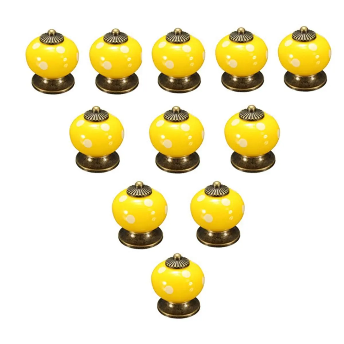 

KSOL New Style 10pcs Retro Polka Dot Ceramic Door Knob Cabinet Cupboard Drawer Locker Handles Yellow