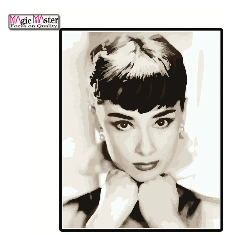 

Beautiful Audrey Hepburn DIY Painting By Numbers figure Coloring Paint By Numbers Modern Wall Art Picture Gift