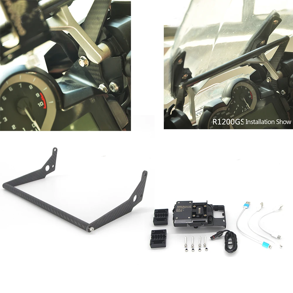 

For BMW R1200GS F700GS CRF1000F Africa Twin Motorcycle Carbon Fiber handlebar In-situ Navigation Bracket USB Charging Mount