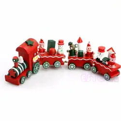 Очаровательная Прекрасный 4 шт. деревянный Рождество Санта дерево поезд игрушка для детей