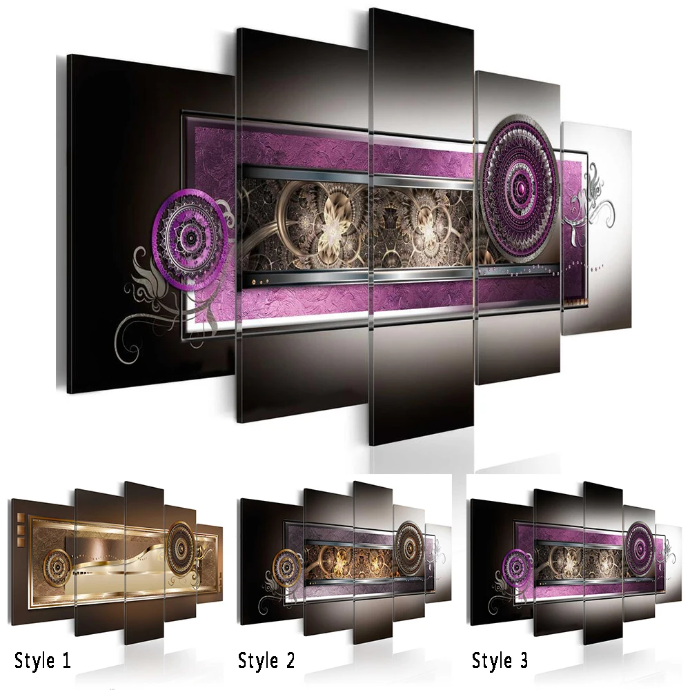 

2019 (No Frame)5PCS/Set Fashion Wall Art Canvas Painting Abstract Patterns of National Characteristics Modern Home Decoration