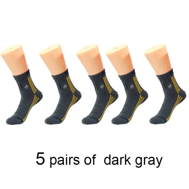 Высокое Качество, Модные 5 пар/лот, бренд Pier Polo, повседневные хлопковые носки, деловые мужские носки с вышивкой - Цвет: Темно-серый