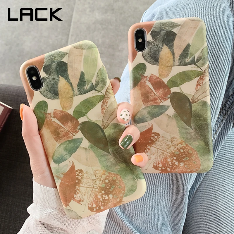 

LACK Retro Leaves Soft Silicon Cases For iphone 6 6s 7plus X XS Max Cute Green Leaf Phone Case Cover For iphone XR