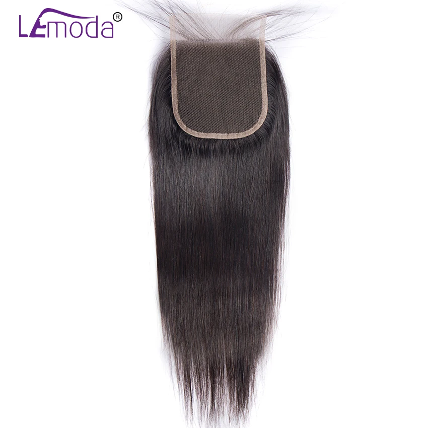 Lemoda 4x4 Lace Closure Brazilian  Human Hair Natural Color Closure Straight Remy Hair Extensions 8-20 Inch Free Shipping  (1)