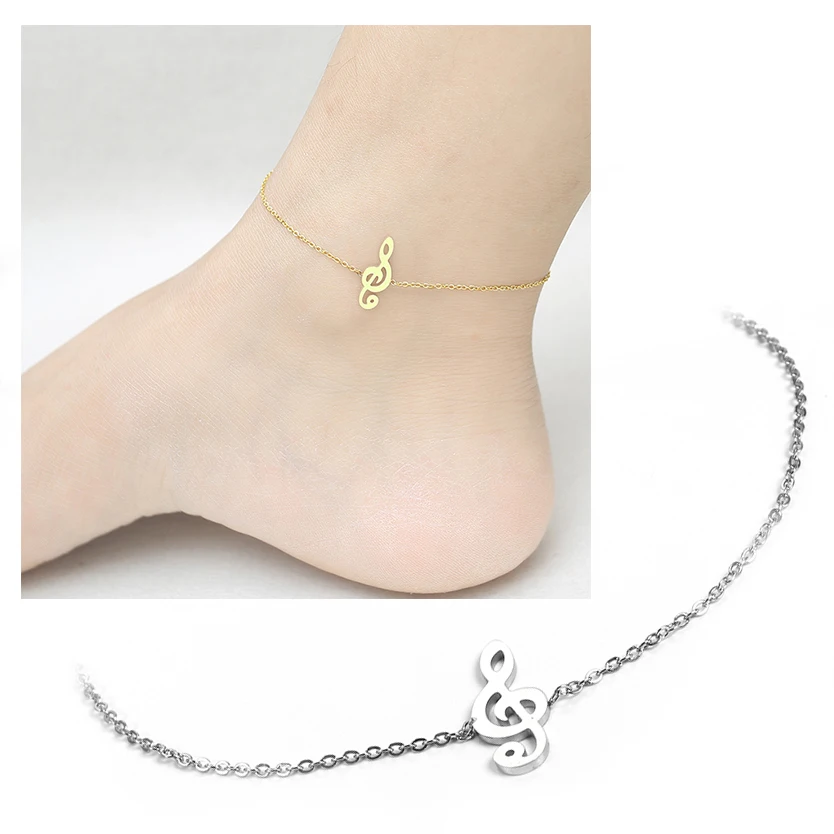 

Musical note Female Anklets stainless steel Sandals Foot Jewelry Anklets On Foot Ankle Bracelets For Women Leg Chain
