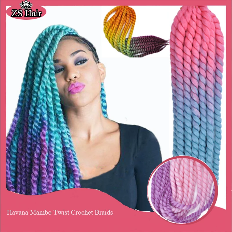 

5Pcs/lot Hot Havana Mambo Twist Crochet Braids Hair 20''Synthetic Hair Extension 120g  For Full Head Heat Resistance