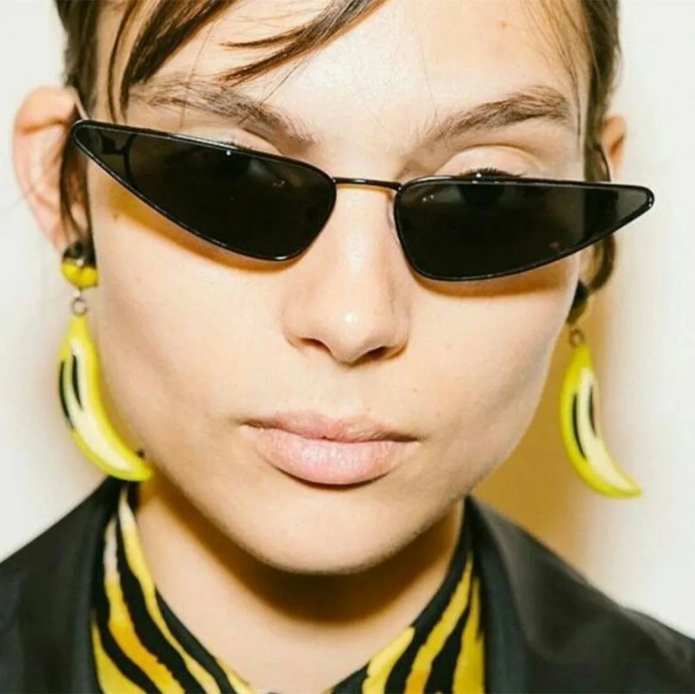 

2019 Small Oval Sunglasses Women Cat Eye Brand Designer Vintage Retro Skinny Cateye Frame Tiny Sun Glasses Shades
