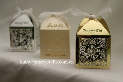 

Free shipping customized islamic gift, baby shower candy box, laser cut wedding favors