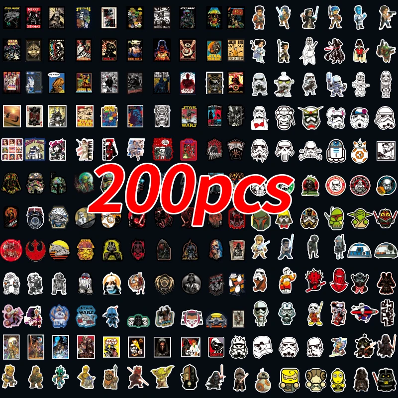 

200pcs/pack New Super Cool Star Wars Stickers for Luggage Laptop Decal Skateboard Stickers Moto Bicycle Car Guitar Laptop sticke