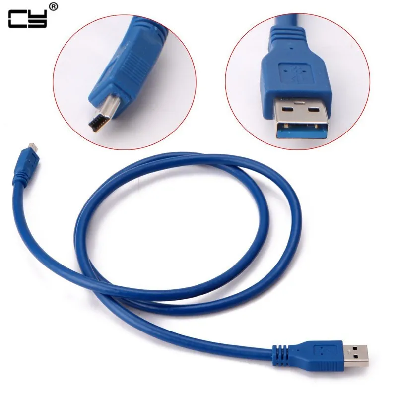 Blue USB 3.0 Male to Mini Male 10Pin M//M Data Cable Adapter Connector