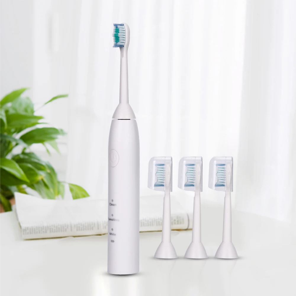 Лидер продаж 3 режима ультра звуковая электрическая зубная щетка для взрослых перезаряжаемая зарядка с 4 головками автоматическая ультразвуковая зубная щетка