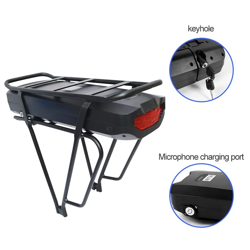 Best Electric Bicycle 48V17.5Ah Rear Rack Battery for Bafang BBS01 02 Big Capacity EBike Cell Luggage Rack US/EU/AU/UK E Bike Charger 3