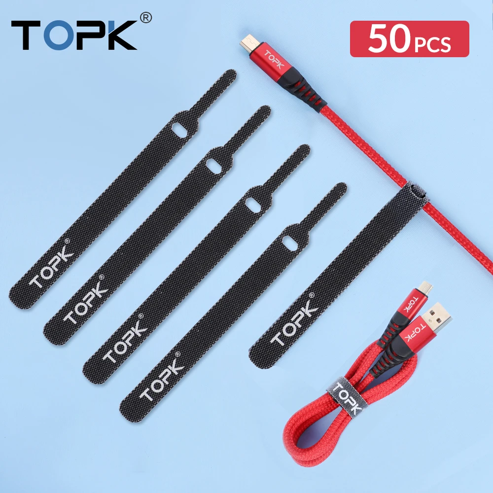 

TOPK 14CM Nylon Cable Protector Cable Organizer Wire Winder Earphone Mouse Cord Management for iPhone Samsung Xiaomi USB Cable