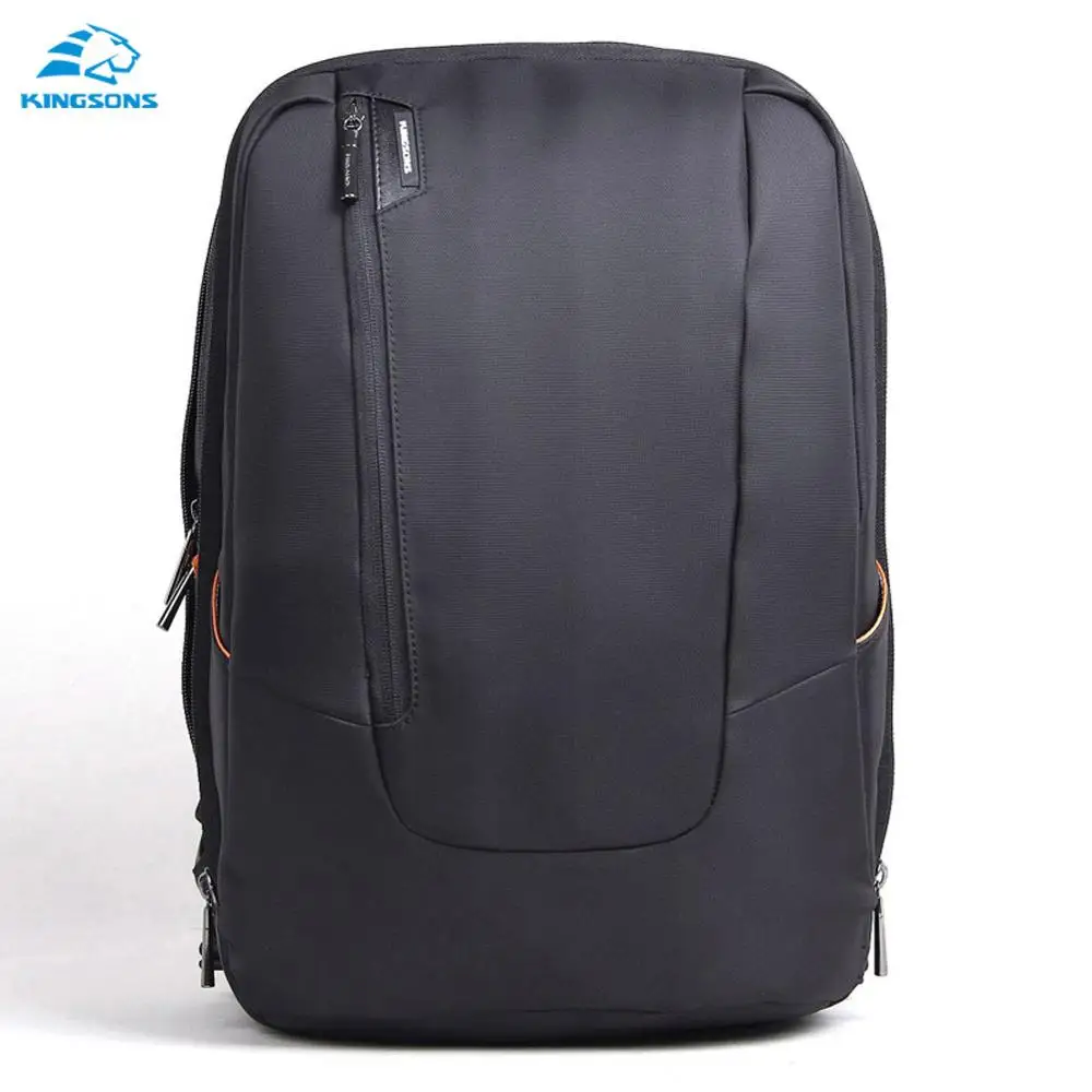 Kingsons брендовый водонепроницаемый мужской женский рюкзак для ноутбука 14 дюймов Сумка для ноутбука корейский стиль школьные рюкзаки для мальчиков и девочек - Цвет: Черный