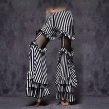 Женская одежда для танца живота, племенная танцевальная одежда, турецкие штаны, цыганские танцевальные расклешенные брюки, сетчатые штаны для йоги, женские штаны для танца живота, штаны в полоску
