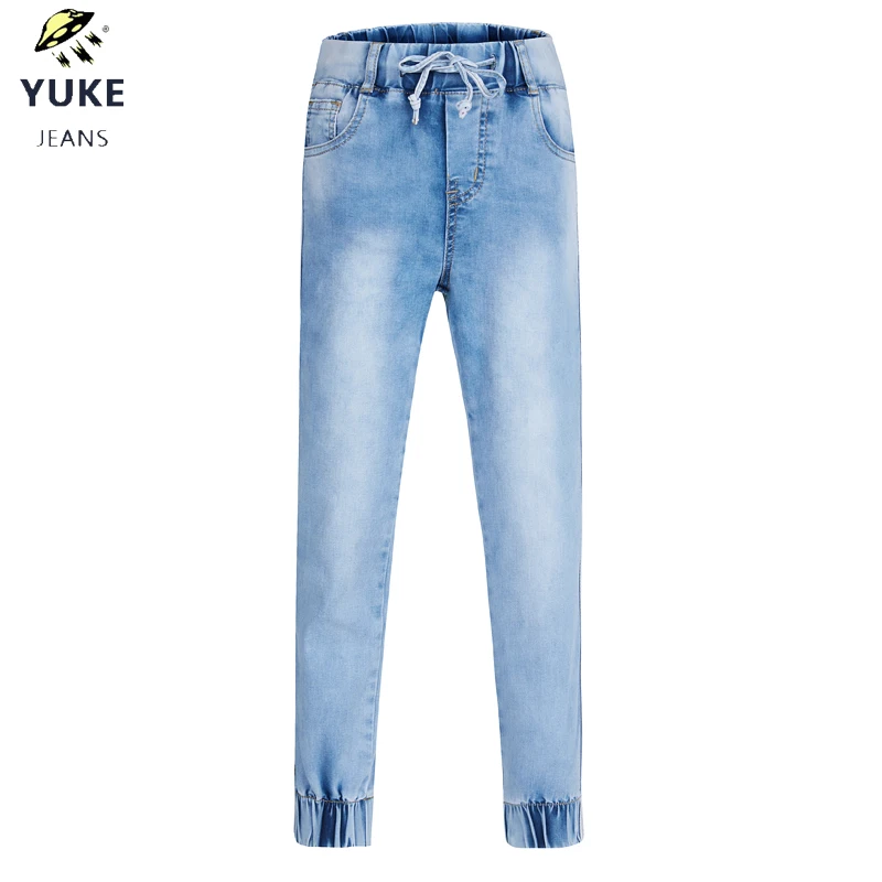 

YUKE The New Girl Jeans Children's Leisure Loose Comfortable Elasticity Kids Jeans 6-11 Age Stripe Splicing I34173