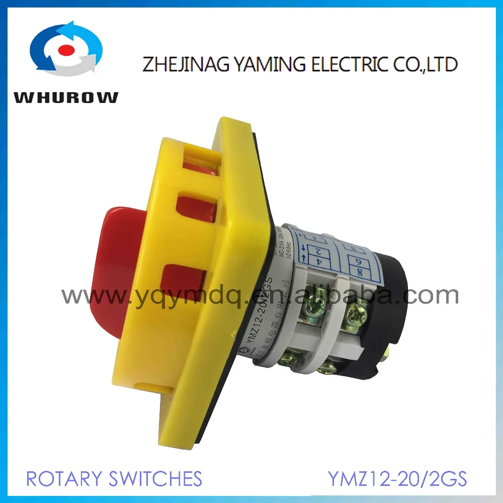 

Rotary switch knob 2 position on-off YMZ12-20/2GS with padlock universal manual electrical changeover cam switch 20A 2 poles
