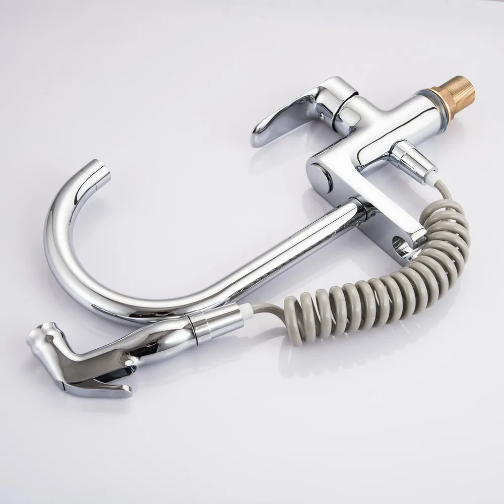 Spring Style Kitchen Faucet Brushed Nickel Faucet Pull Out All Around Rotate Swivel 2-Function Water Outlet Mixer Tap Torneira12